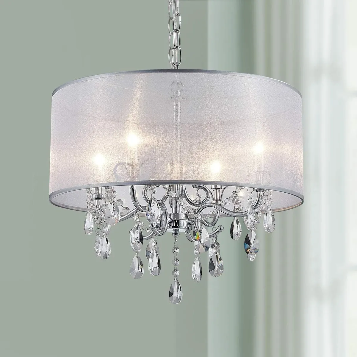 Modern Elegant Crystal Pendant Drum Chandelier 4 - Image 1