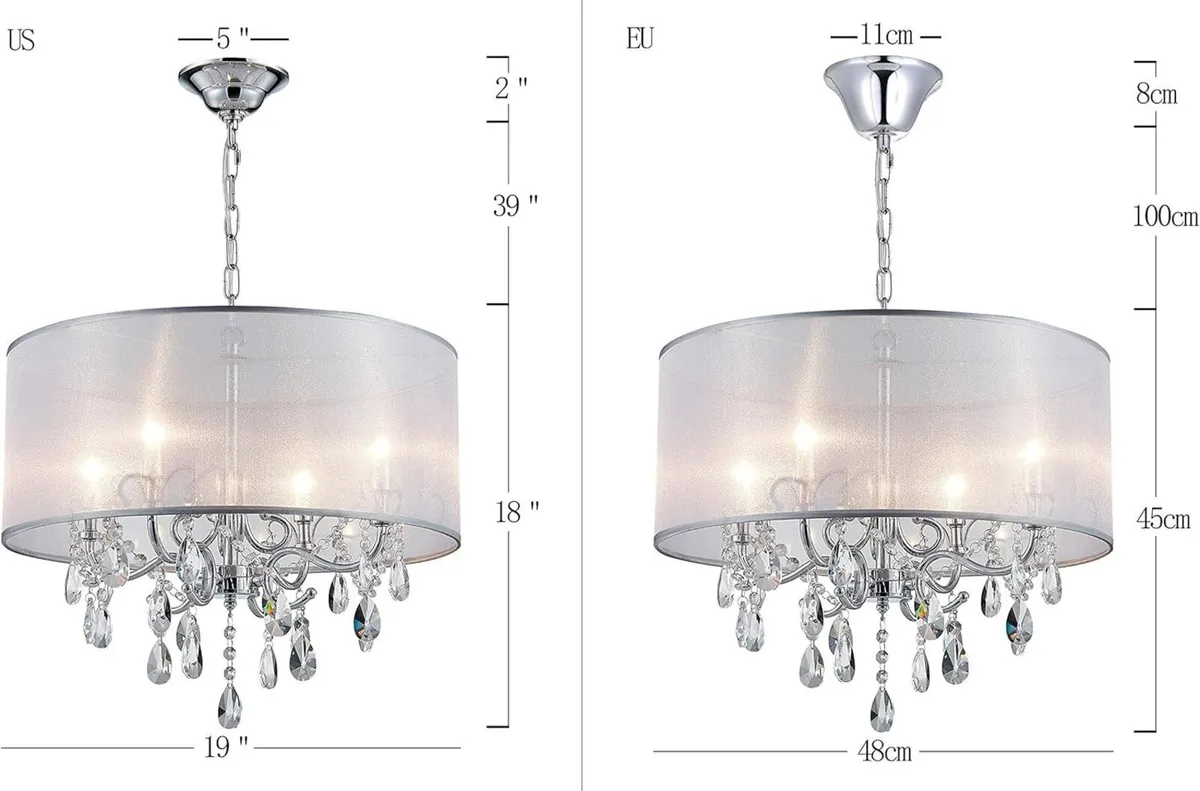 Modern Elegant Crystal Pendant Drum Chandelier 4 - Image 2