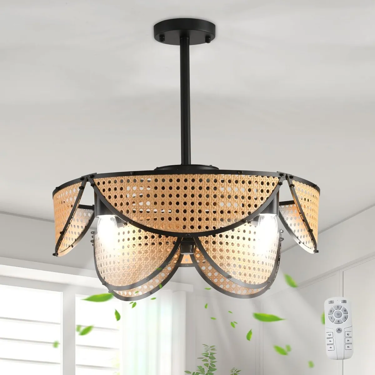 Boho Caged Ceiling Fan with Light and Remote - Image 1