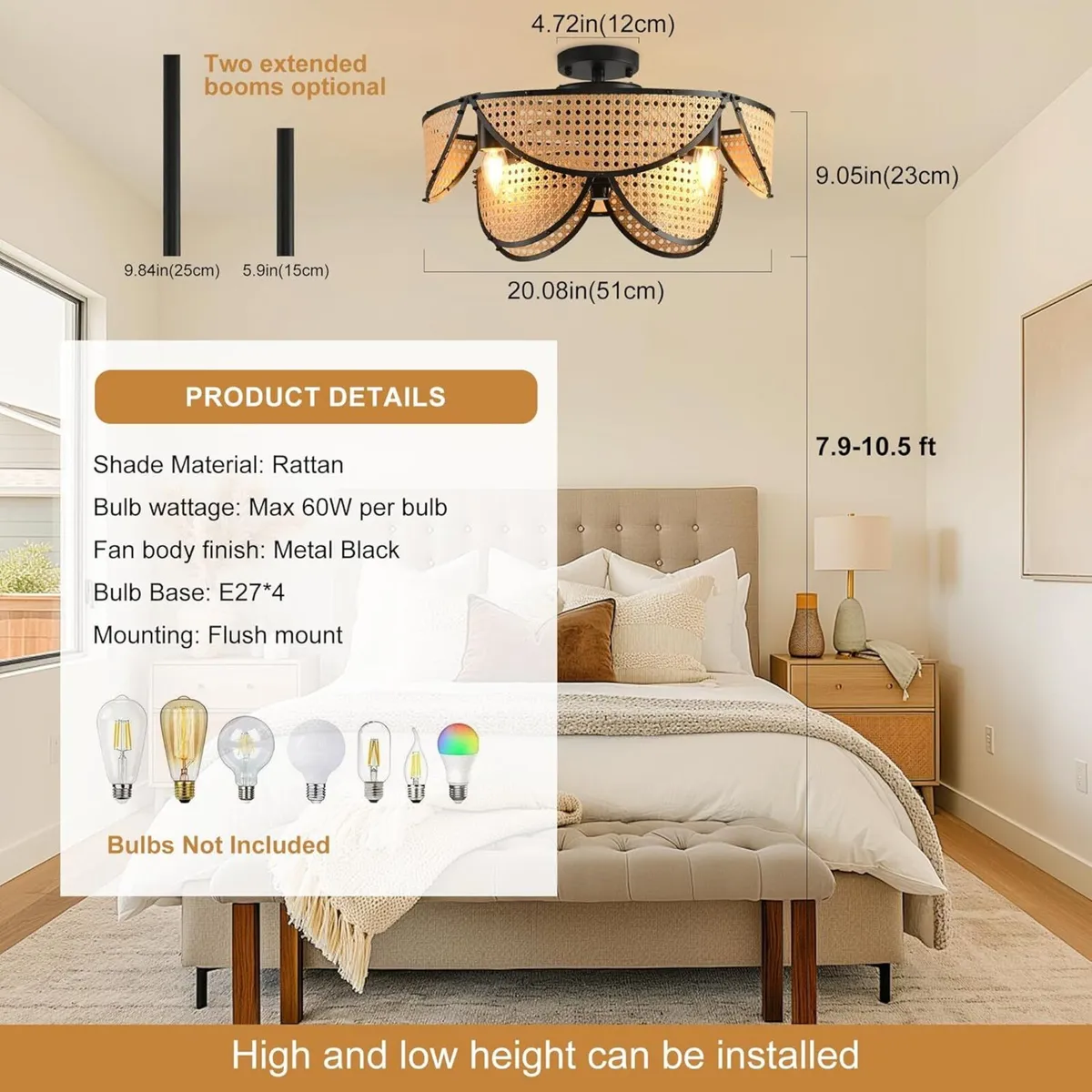 Boho Caged Ceiling Fan with Light and Remote - Image 2