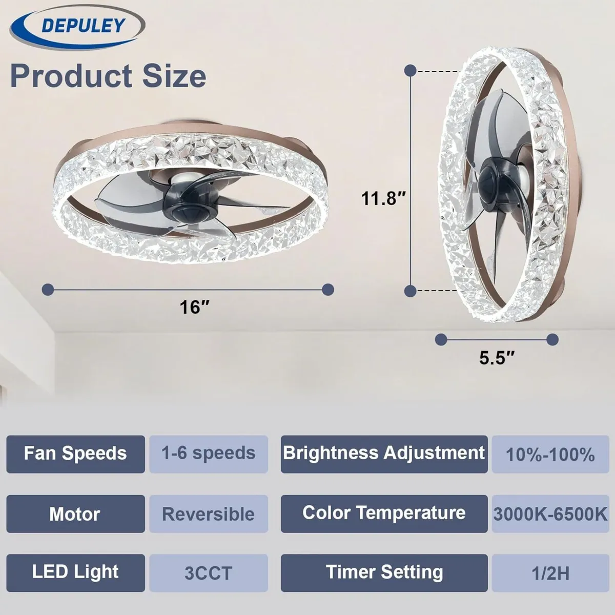 16-Inch Ceiling Fans with Lights: LED Fan Remote - Image 2