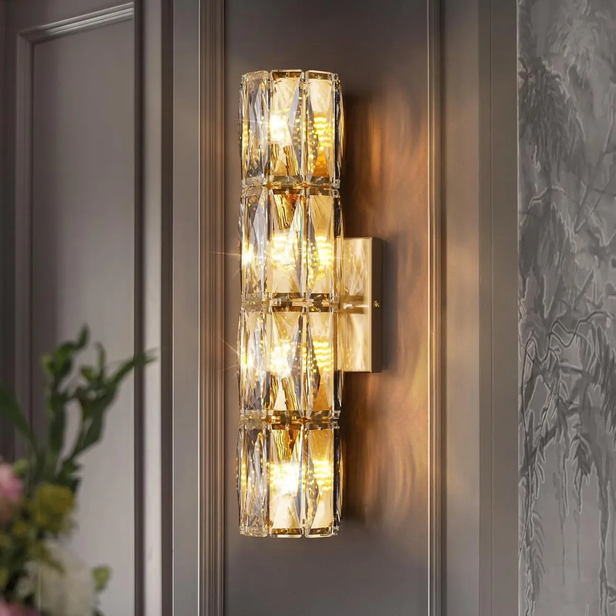 Luxury Crystal Wall Sconce Light Modern Gold K9 - Image 1