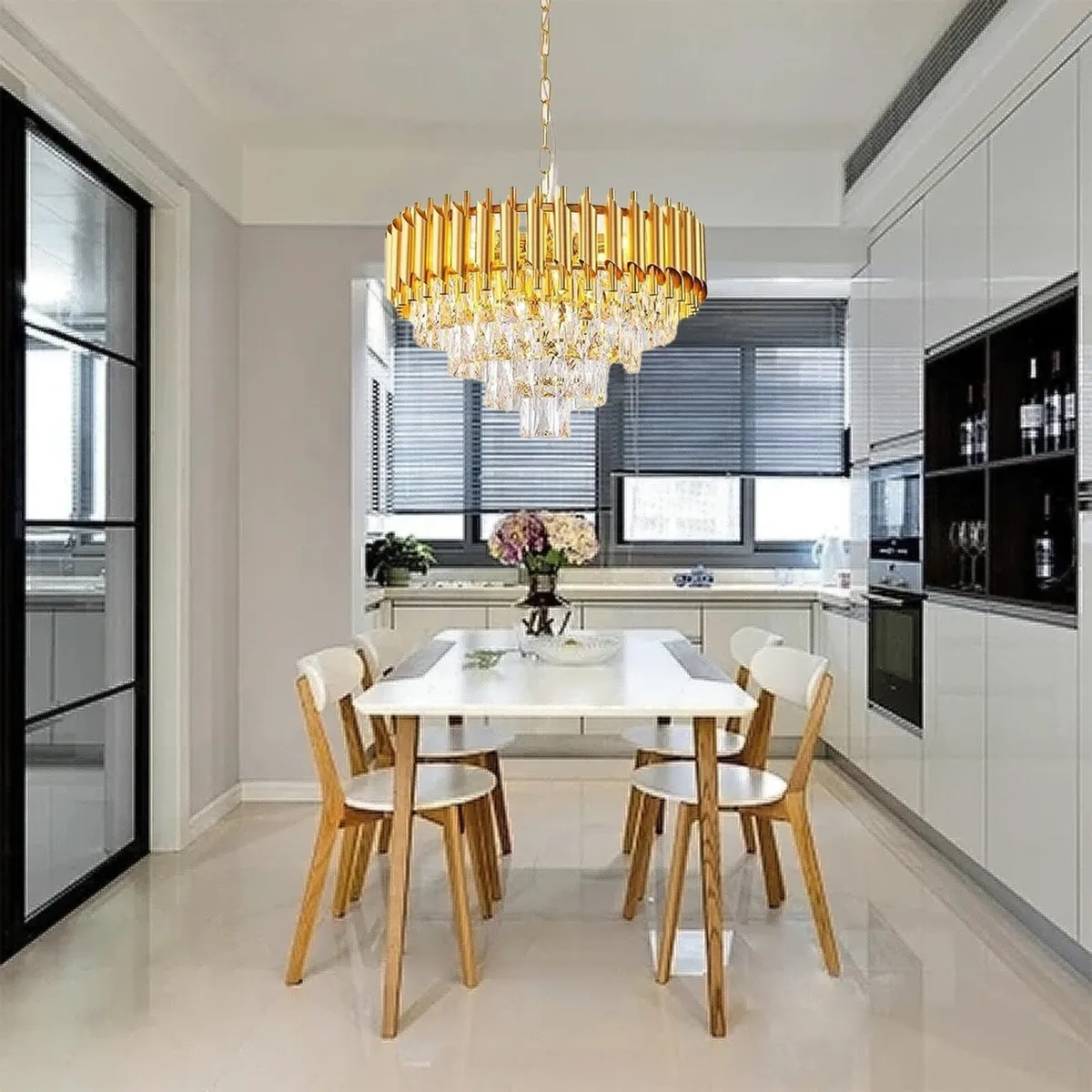 Gold Modern Crystal Chandeliers 4-Tier K9 Round - Image 3