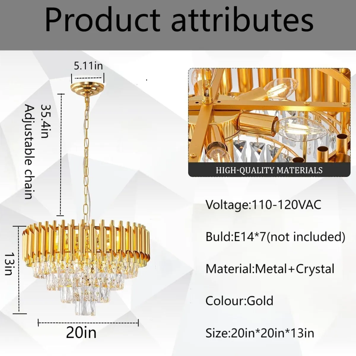 Gold Modern Crystal Chandeliers 4-Tier K9 Round - Image 4