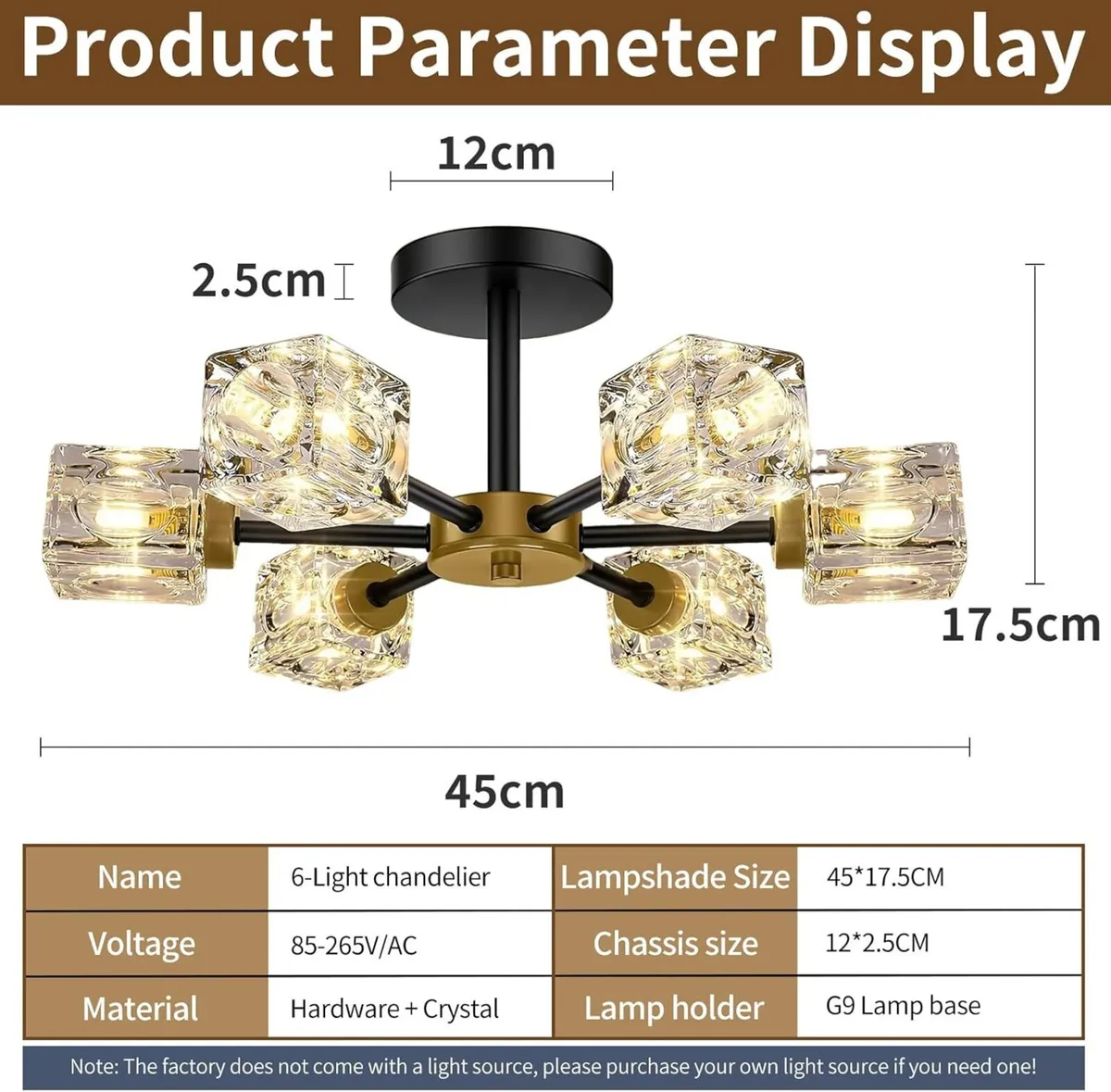 Modern Crystal Ceiling Pendant Light 6 Lights K9 - Image 2