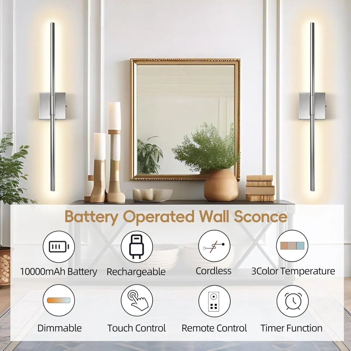 Rechargeable Wall Sconce Lights 2 Pack 10000mAh - Image 3