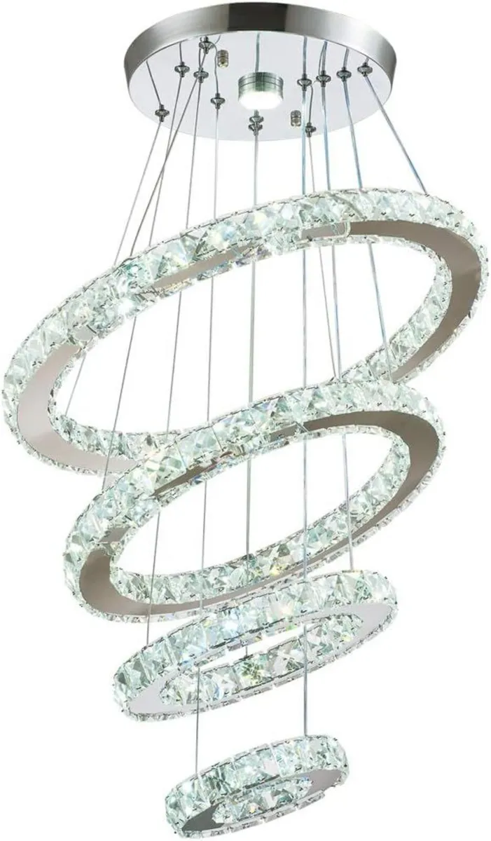 Modern Crystal Chandeliers LED 4 Rings Pendant - Image 2