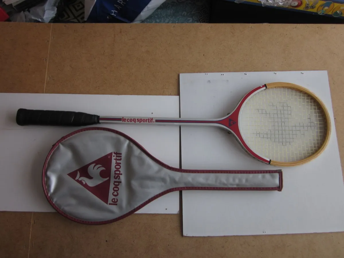 Vintage Le Coq Sportif Wooden Squash Racket/Case - Image 1