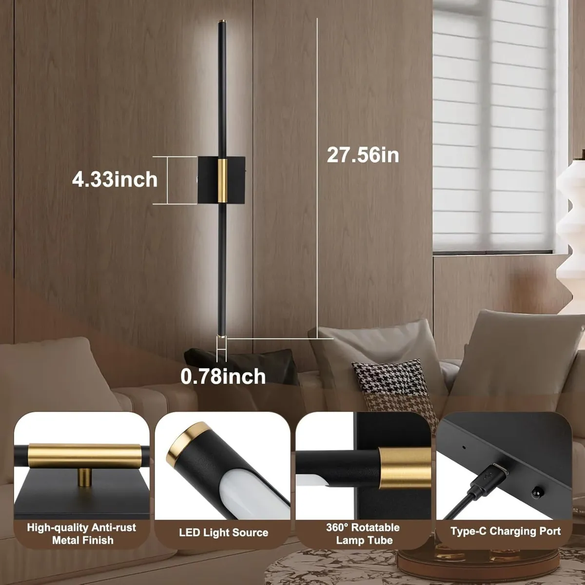 Battery Operated LED Wall Lights USB Rechargeable - Image 2