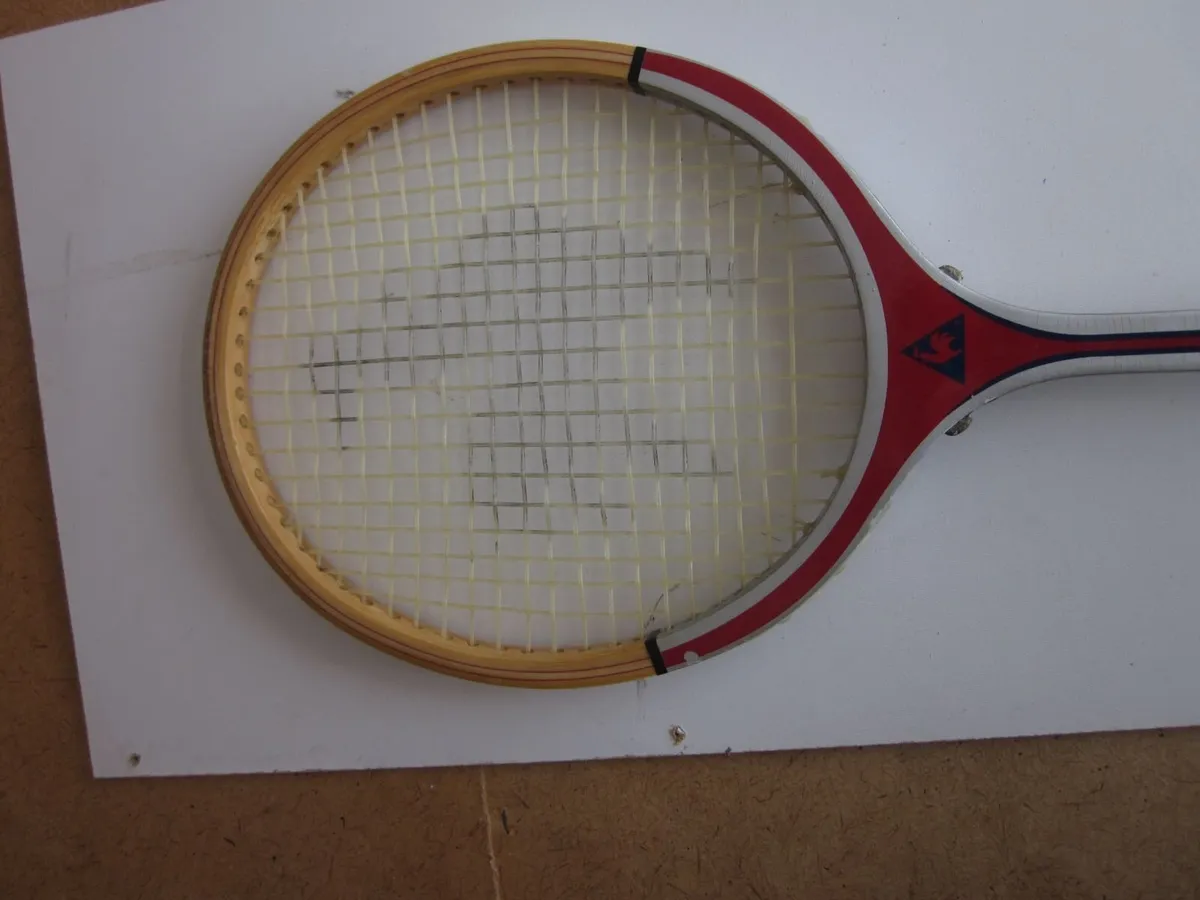 Vintage Le Coq Sportif Wooden Squash Racket/Case - Image 4