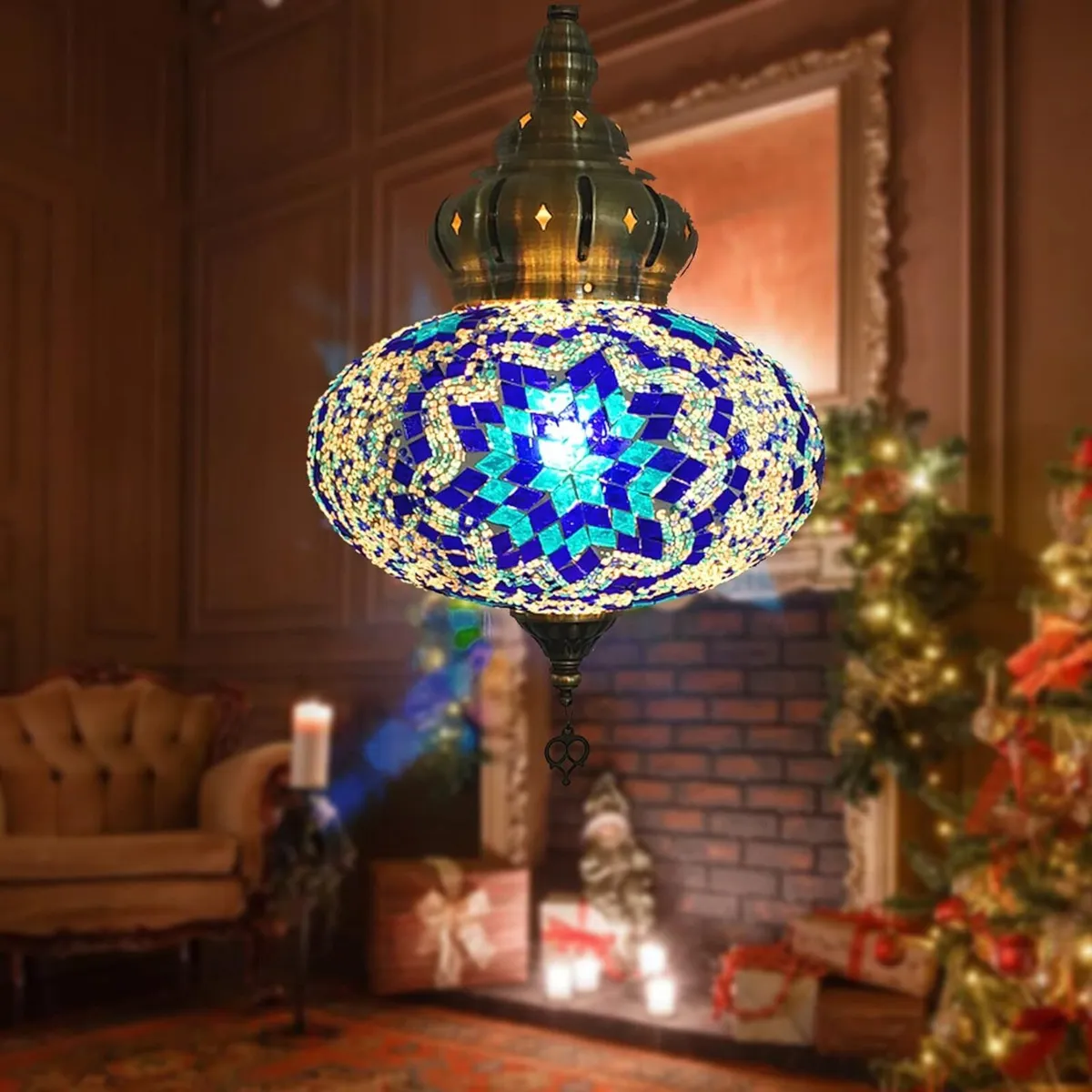 (12 Colors) Hanging Ceiling Mosaic Lamp Light - Image 1