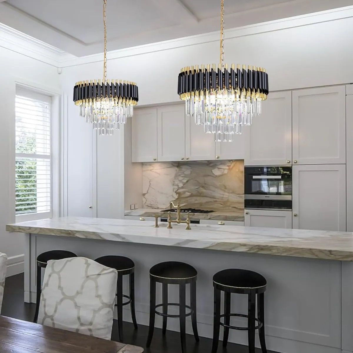 20 Inch Crystal Chandelier Ceiling Light Black - Image 4