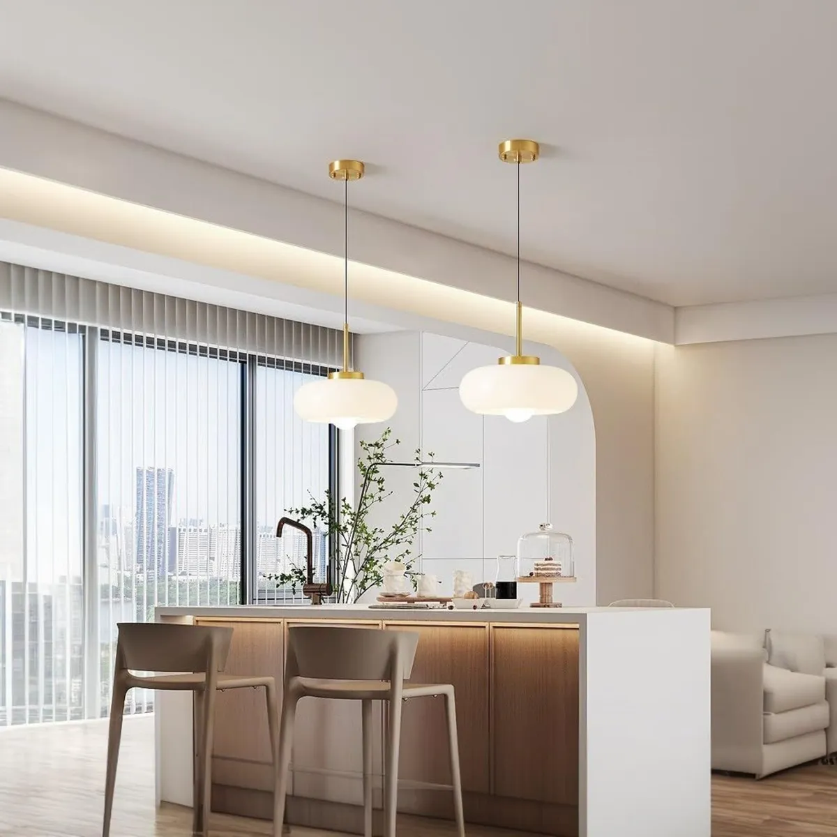 Modern Retro Pendant Light with Creamy White or - Image 4