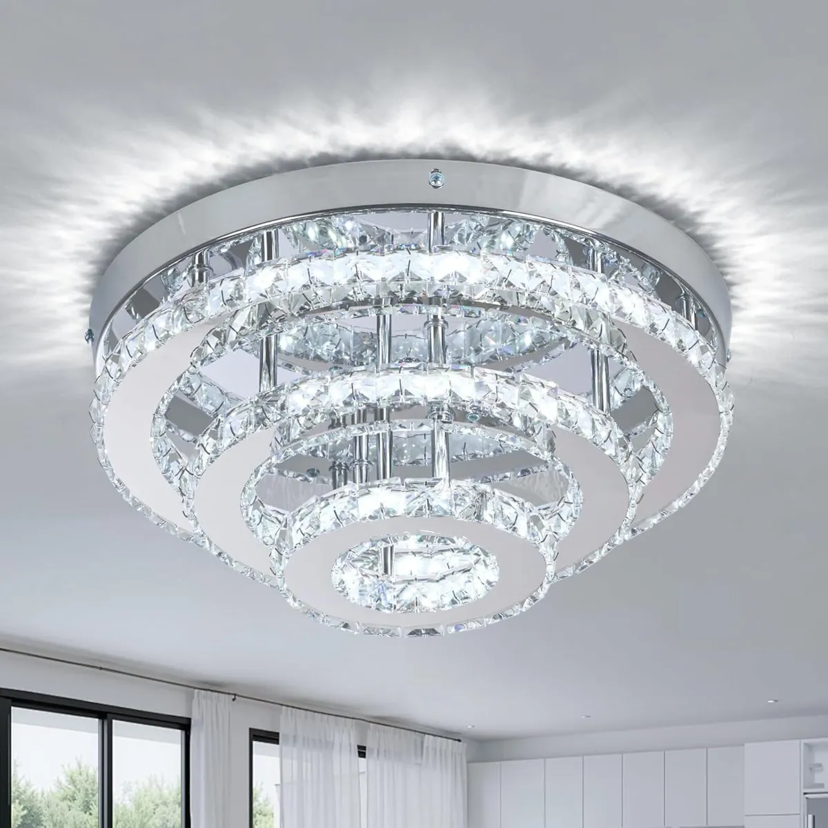 14 Crystal LED Chandelier Modern Ceiling Light - Image 1
