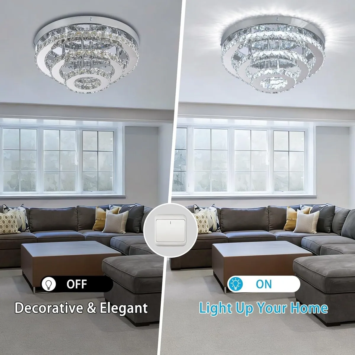 14 Crystal LED Chandelier Modern Ceiling Light - Image 4