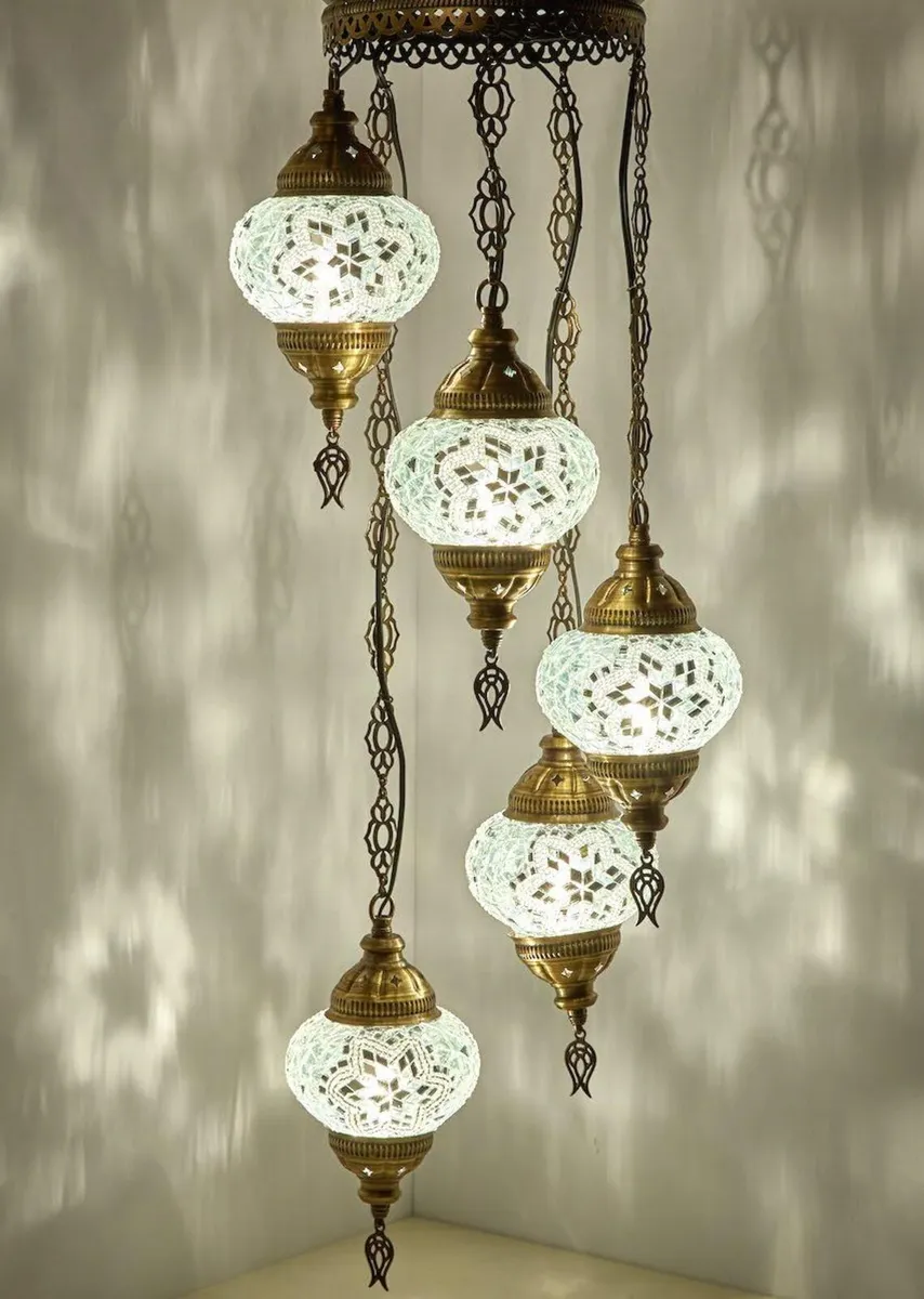 Turkish Moroccan Mosaic Glass Chandelier Lights - Image 1