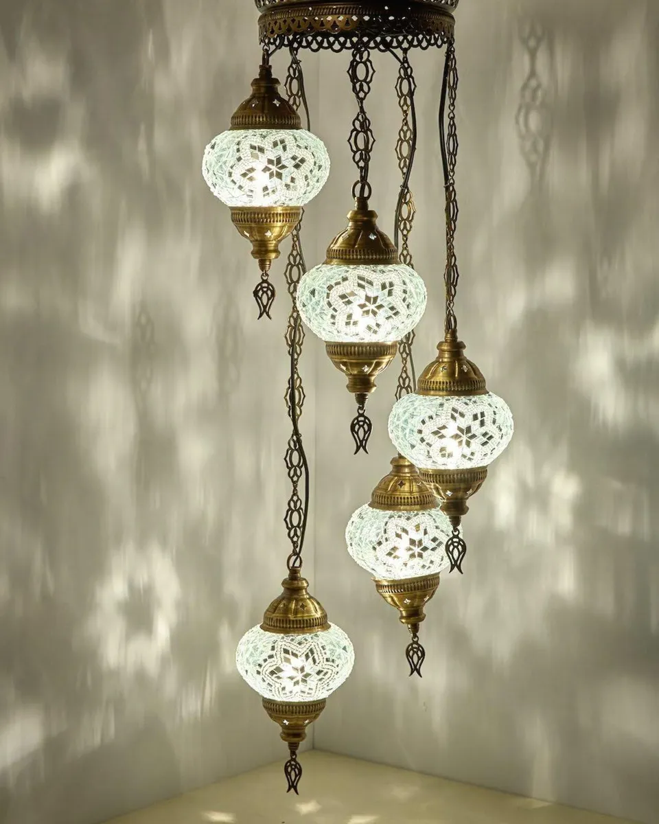 Turkish Moroccan Mosaic Glass Chandelier Lights - Image 2