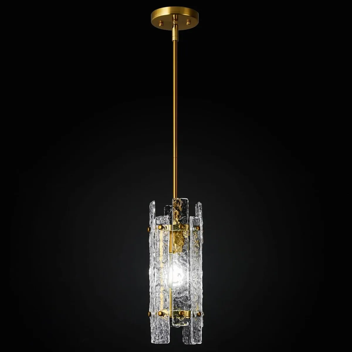 Modern Gold Pendant Light with Vintage Bumpy - Image 1