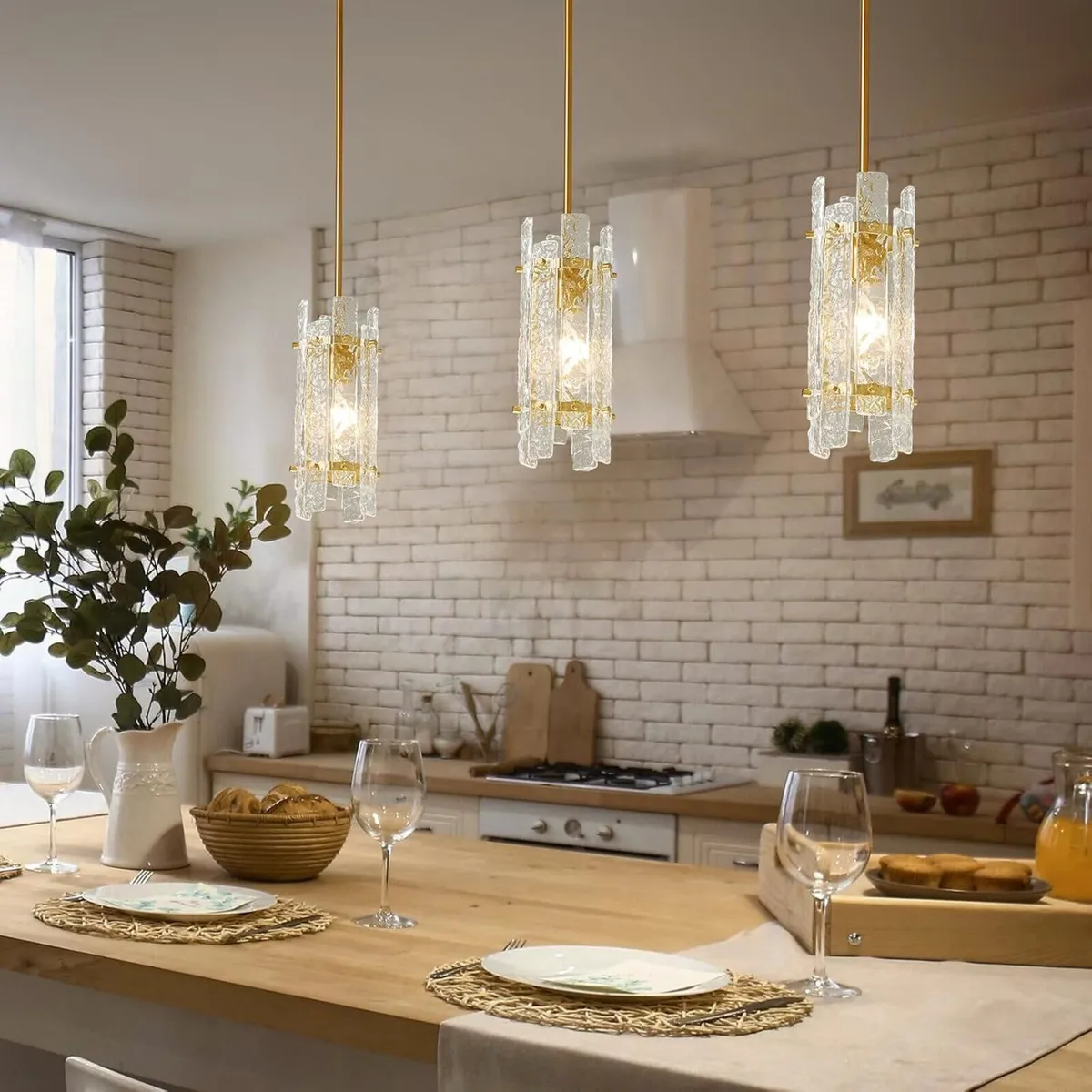 Modern Gold Pendant Light with Vintage Bumpy - Image 4
