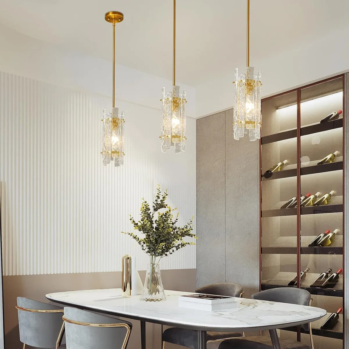 Modern Gold Pendant Light with Vintage Bumpy - Image 3