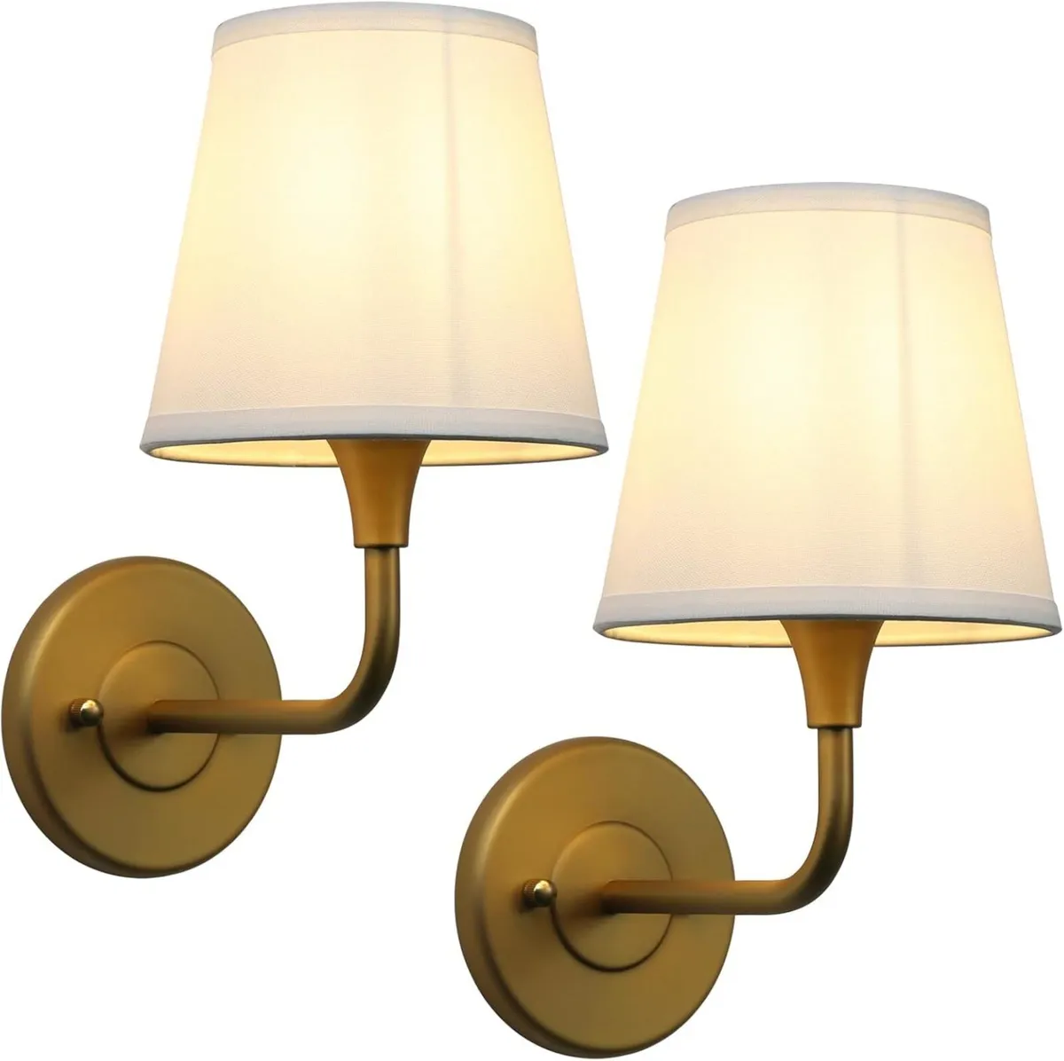 Set of 2 Fabric Wall Light Industrial Sconce with - Image 1