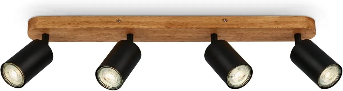 - Ceiling Light Vintage Swivelling Wooden Base - Image 1