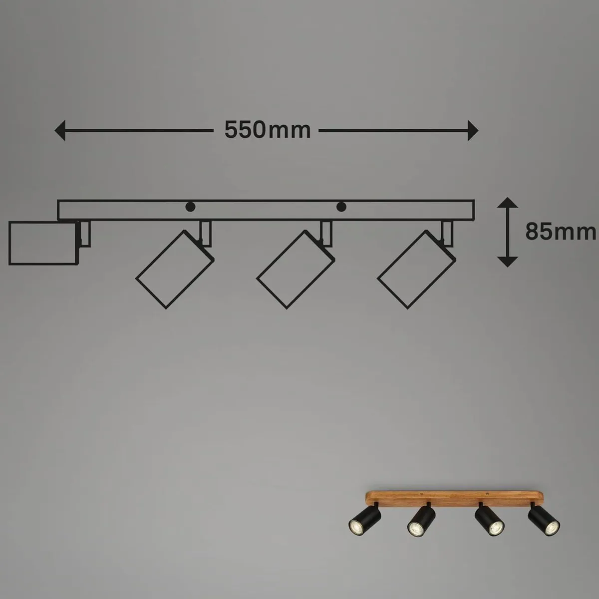 - Ceiling Light Vintage Swivelling Wooden Base - Image 3