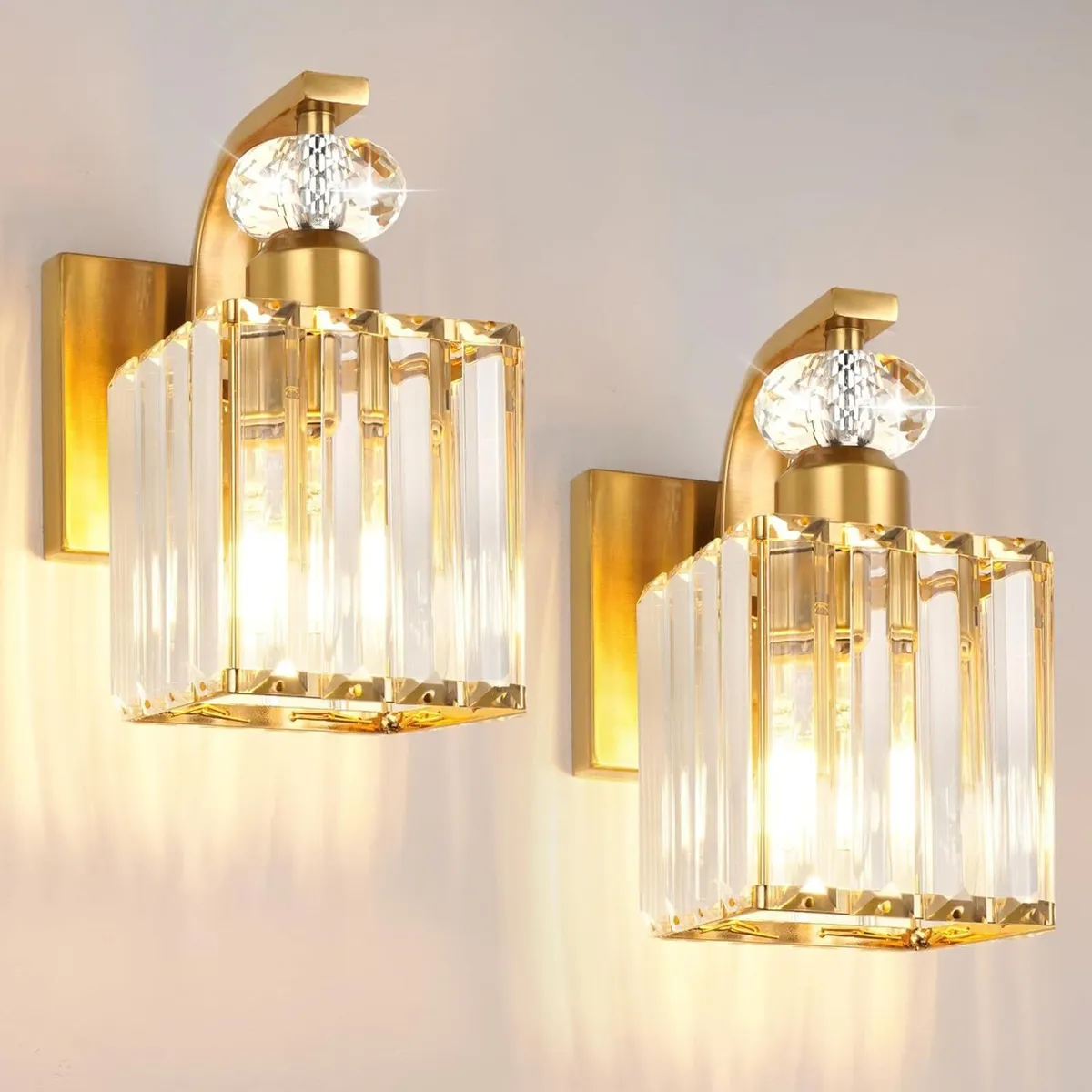 Wall Sconces Set of 2 Gold Sconce with Crystal - Image 1