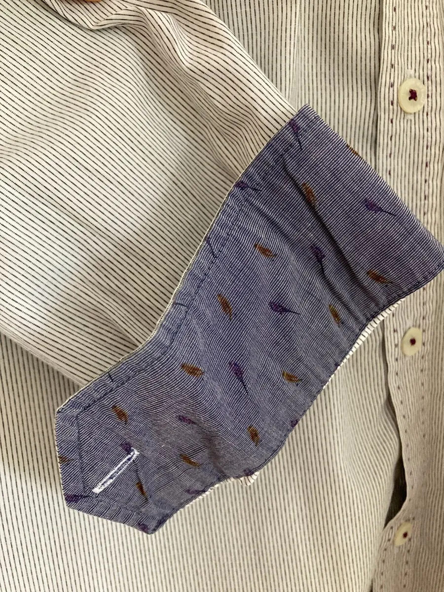 Ted Baker Men's Shirt White Grey Pinstripe size 4 - Image 3