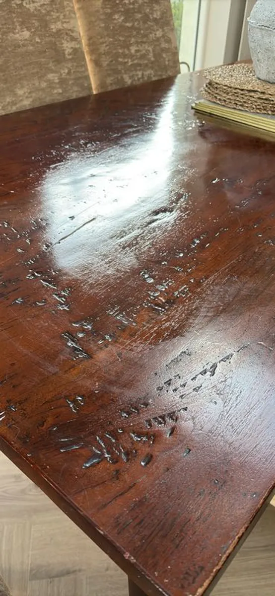 Solid Mahogany table and upholstered chairs - Image 4