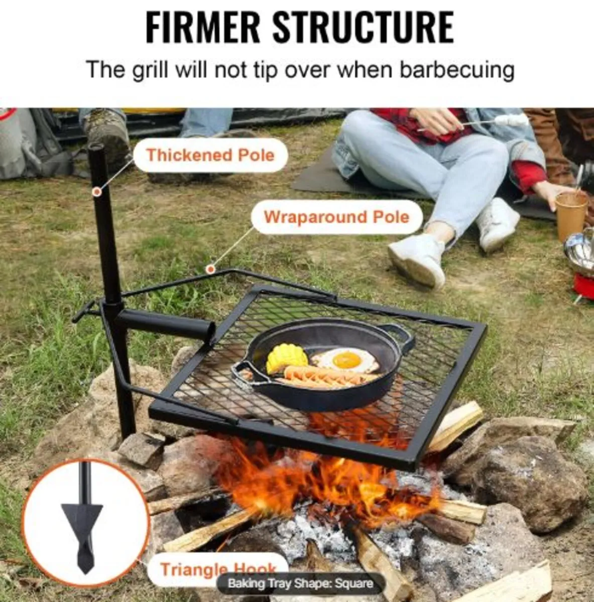 Swivel Campfire Grill Heavy Duty Steel Open Fire - Image 2