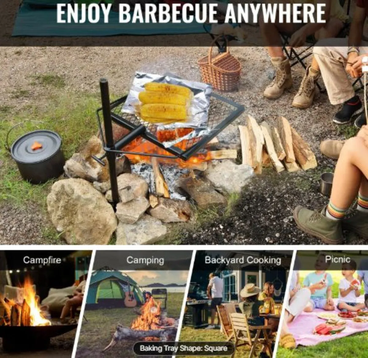 Swivel Campfire Grill Heavy Duty Steel Open Fire - Image 3