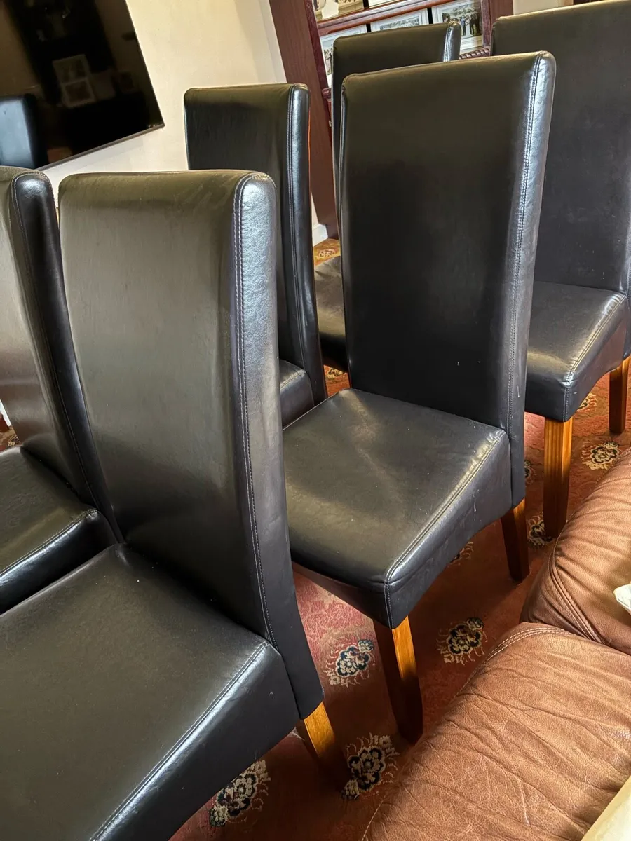 6 Black Leather Kitchen Chairs - Image 2