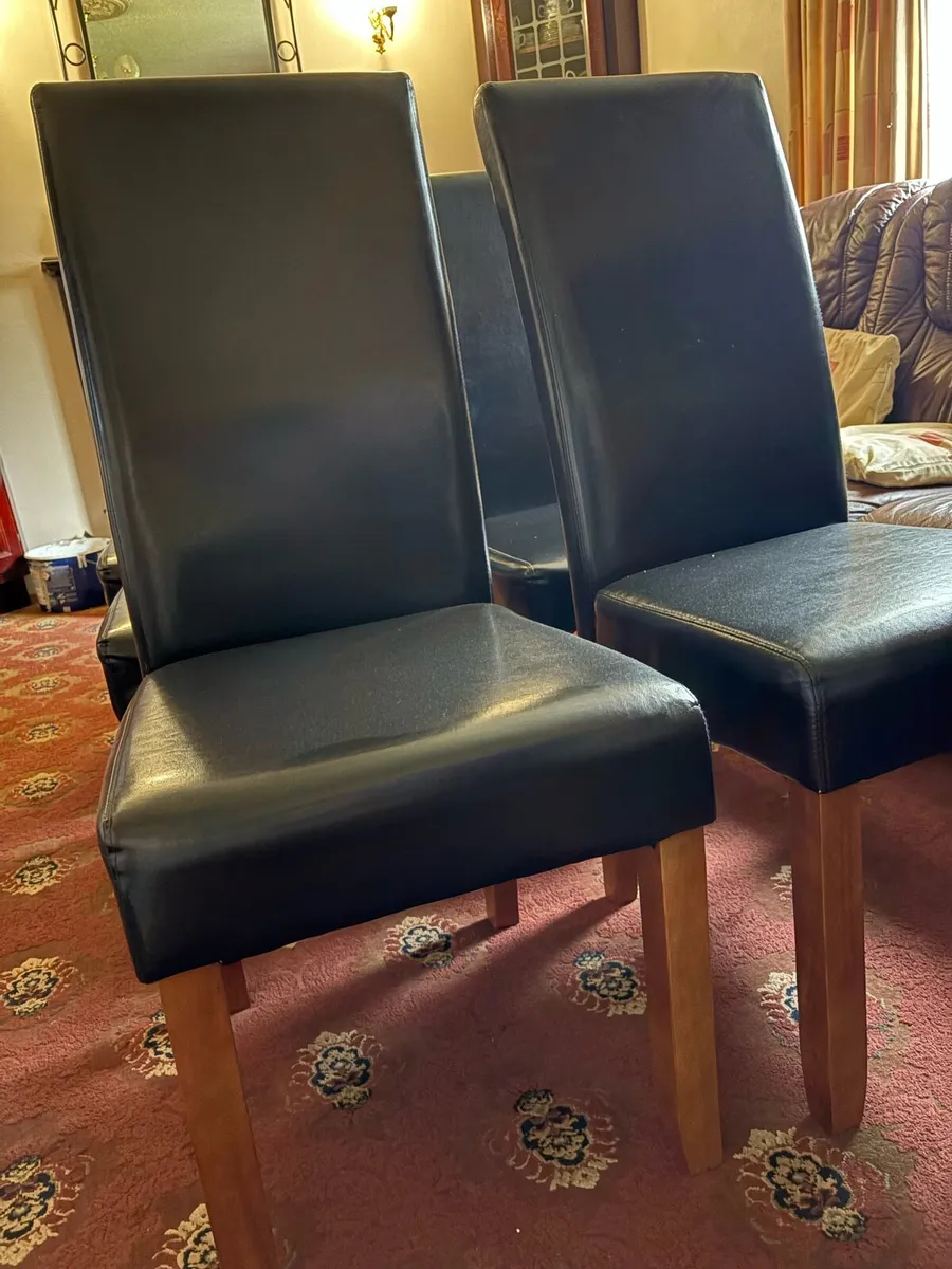 6 Black Leather Kitchen Chairs - Image 3