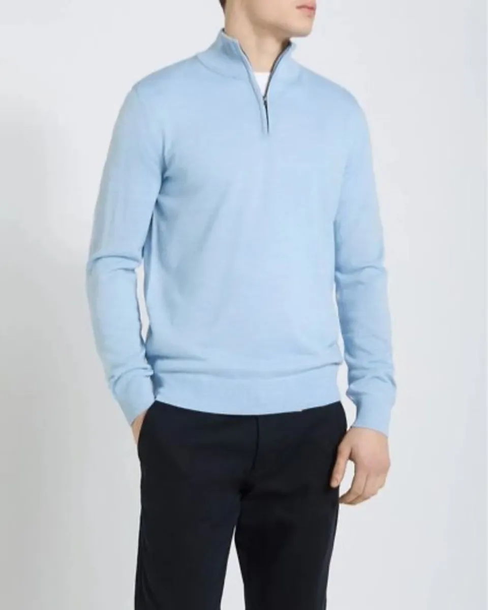 NEW Merino Blend Quarter Zip Jumper: Large - Image 3