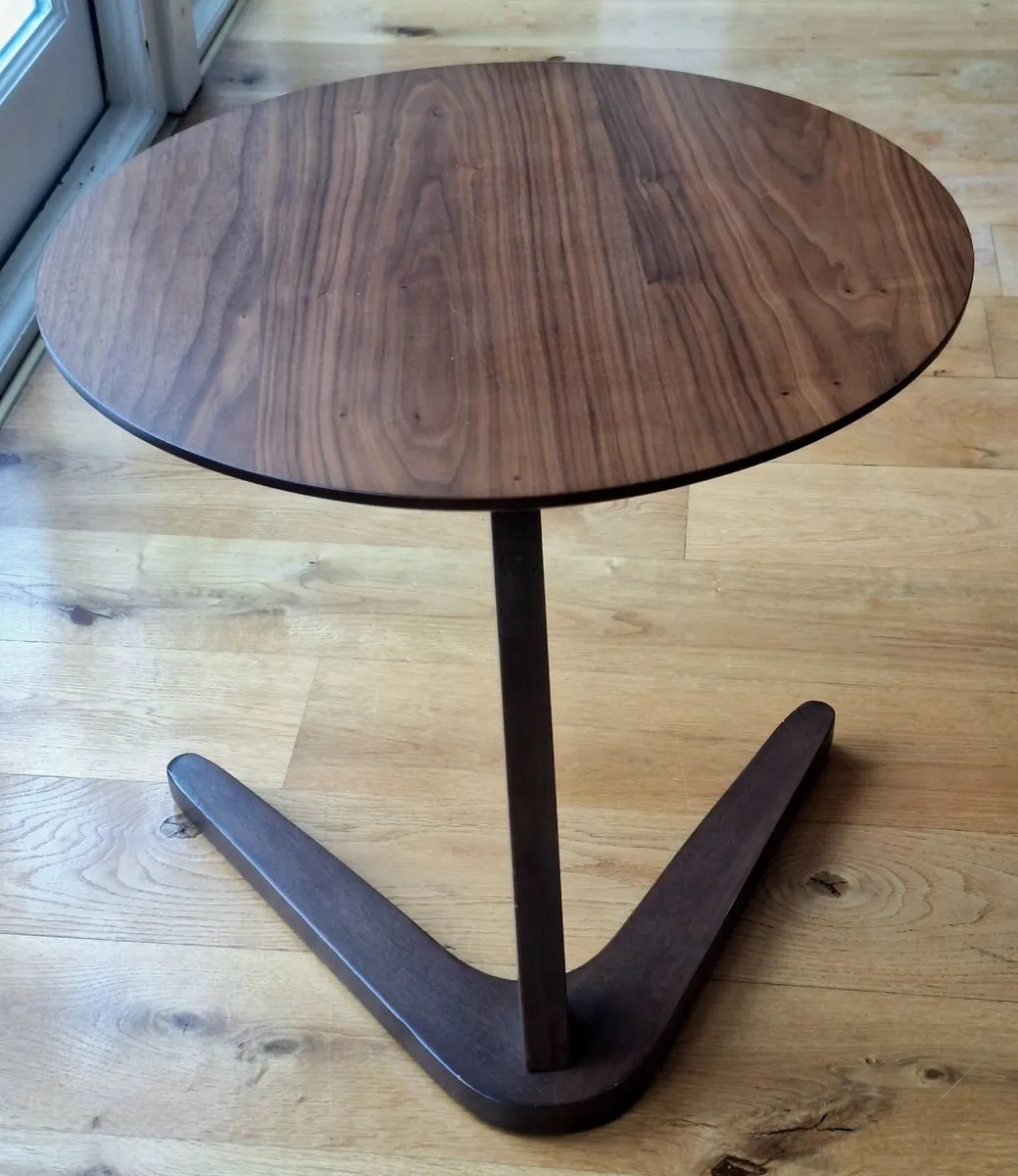 Mid Century Style Walnut Round Side Table - Image 3
