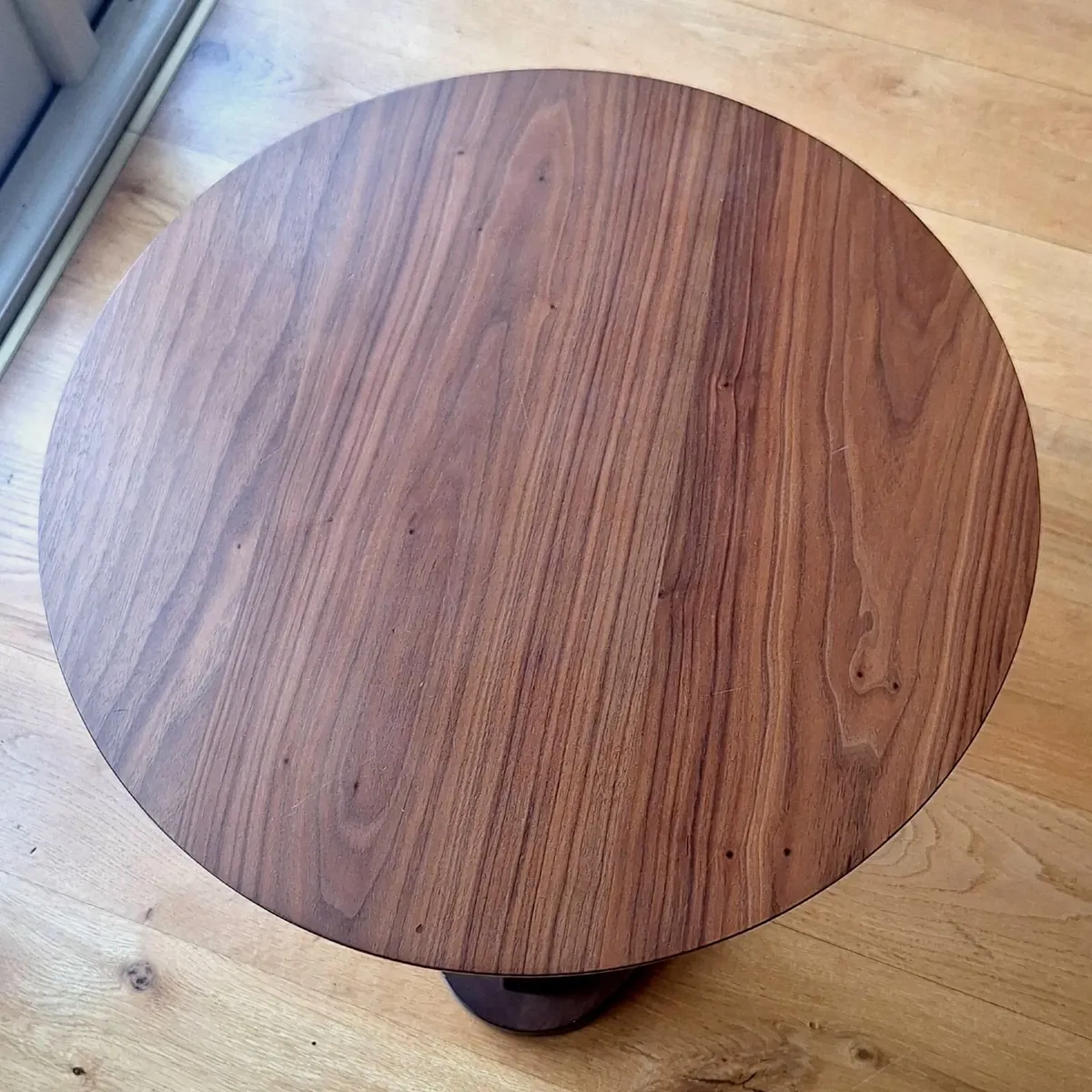 Mid Century Style Walnut Round Side Table - Image 4