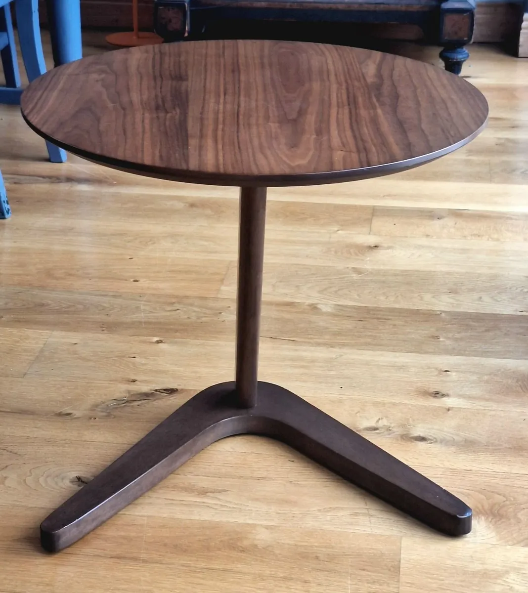 Mid Century Style Walnut Round Side Table - Image 1
