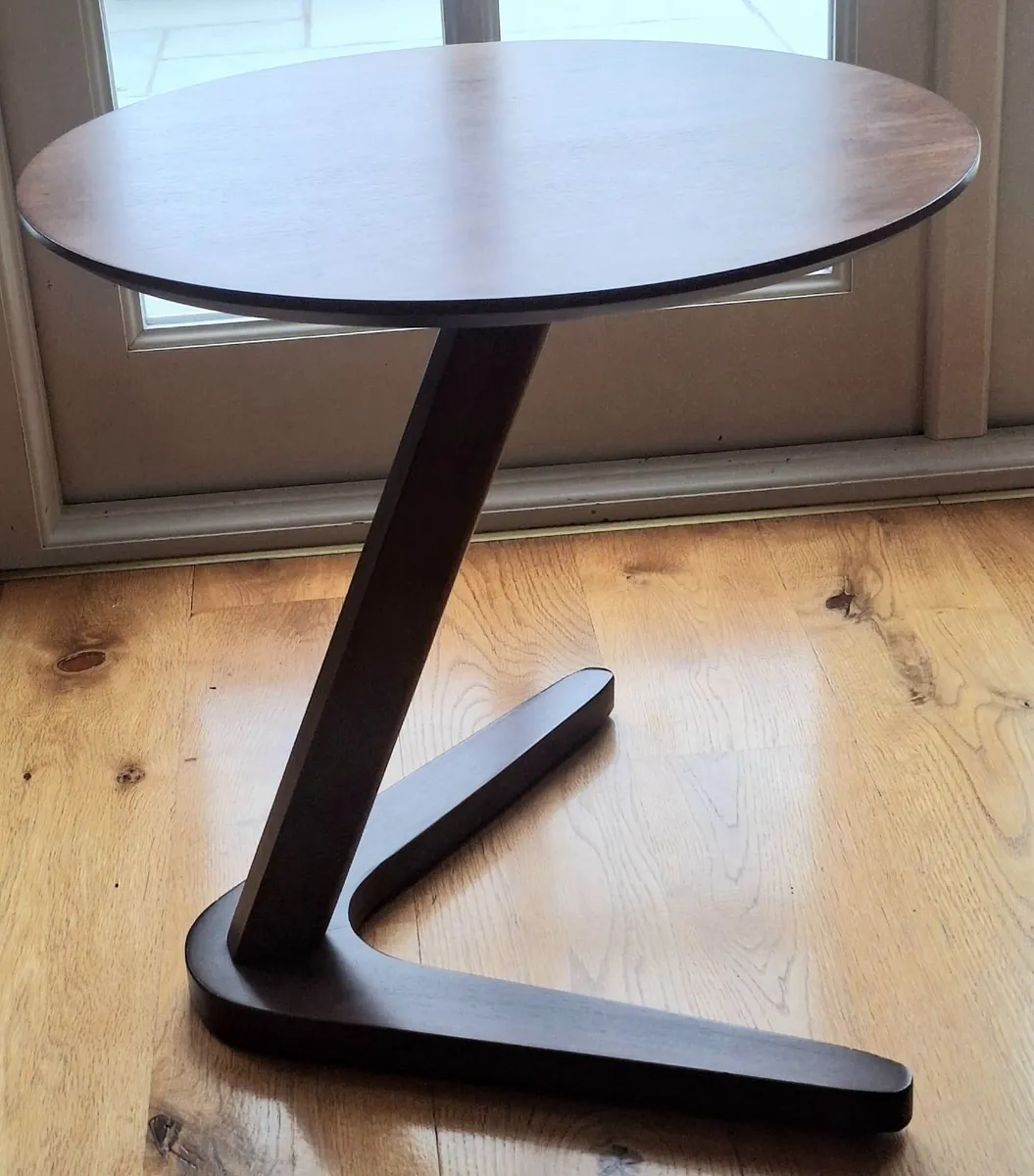 Mid Century Style Walnut Round Side Table - Image 2