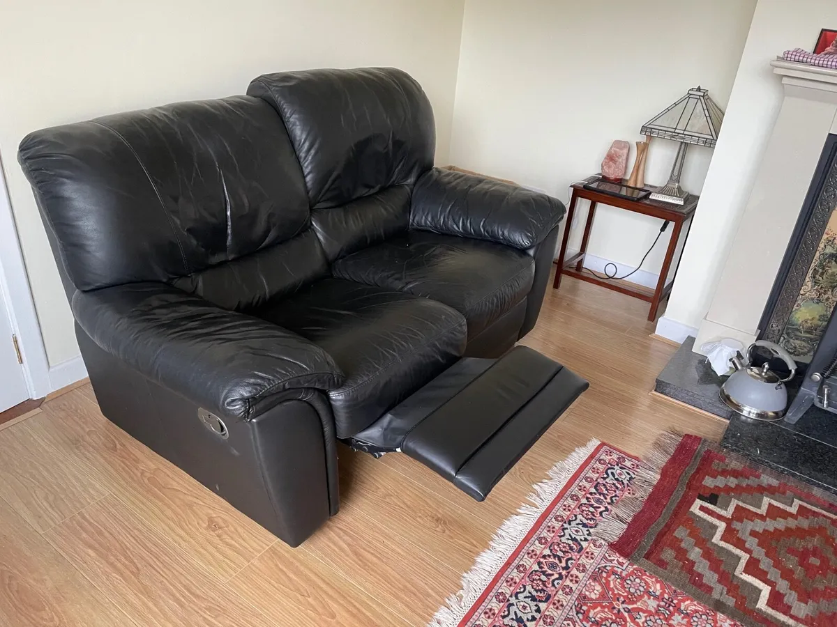 Filing Cabinet, 2 seater leather couch & massage t - Image 3