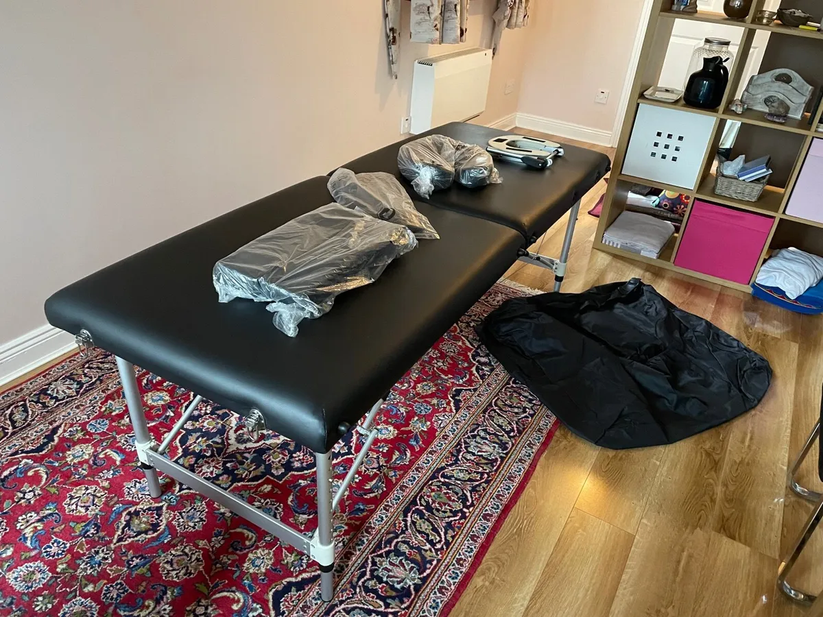 Filing Cabinet, 2 seater leather couch & massage t - Image 4