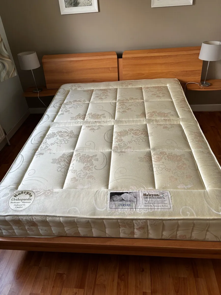 5 foot bed frame with headboard and side selves - Image 3