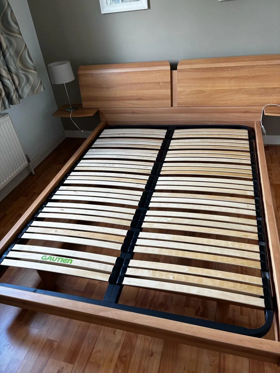 5 foot bed frame with headboard and side selves - Image 4