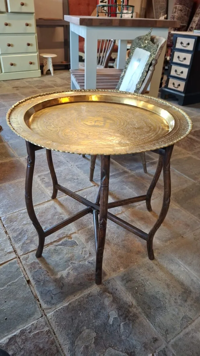 Early 1900s Chinese brass top table - Image 1