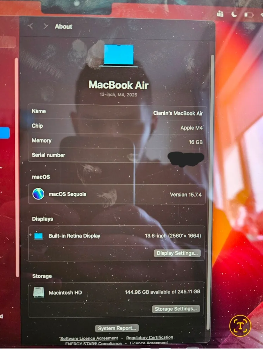 MacBook Air [M4] - 4 months old  **Needs Repair** - Image 3