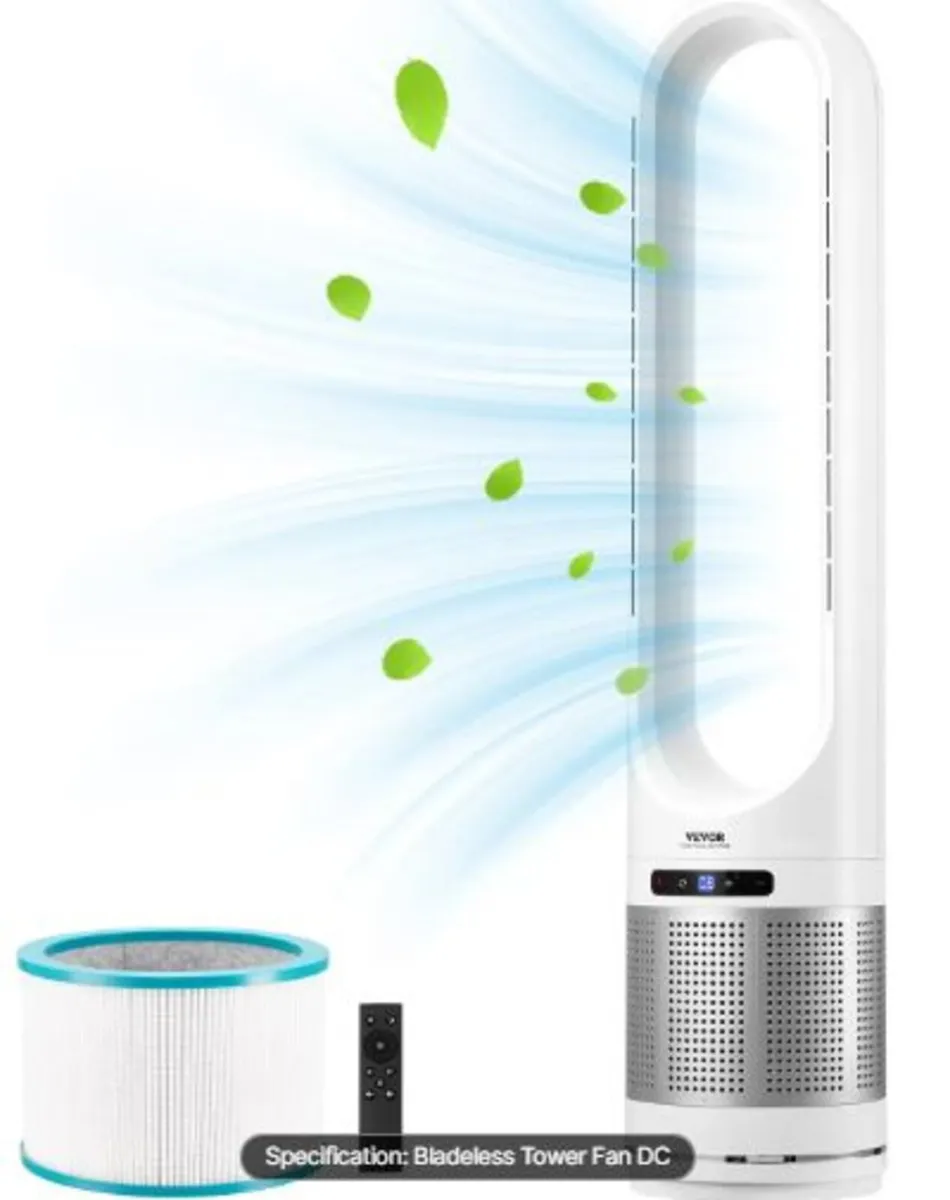 Tower Fan Bladeless, 15.4ft/s Velocity Floor Fan - Image 1