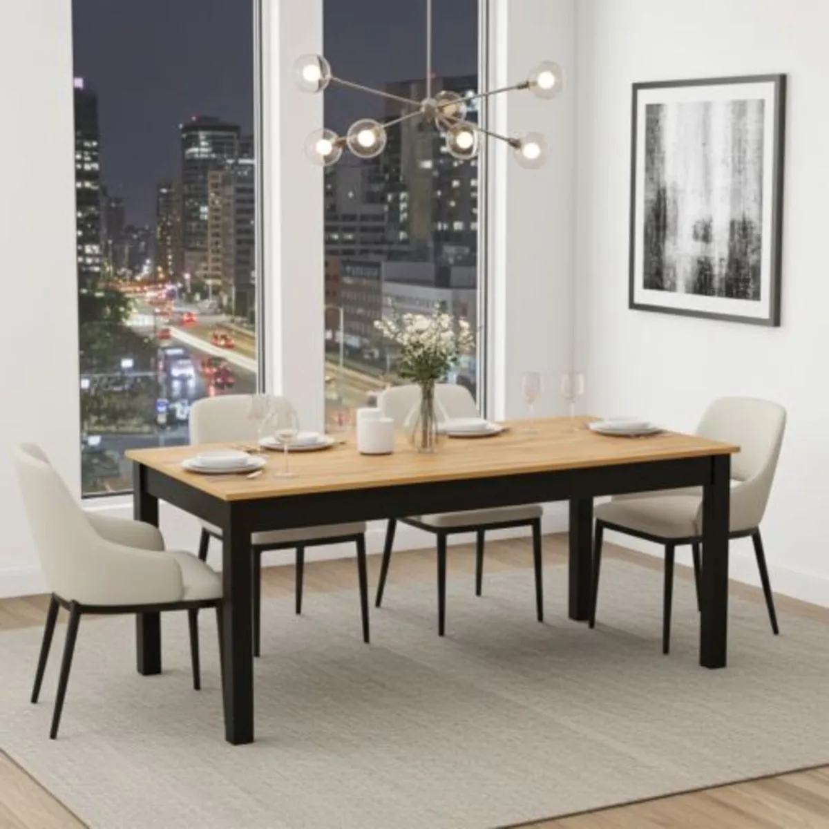 WotanExtend Black Oak Dining Table up to140CM - Image 4