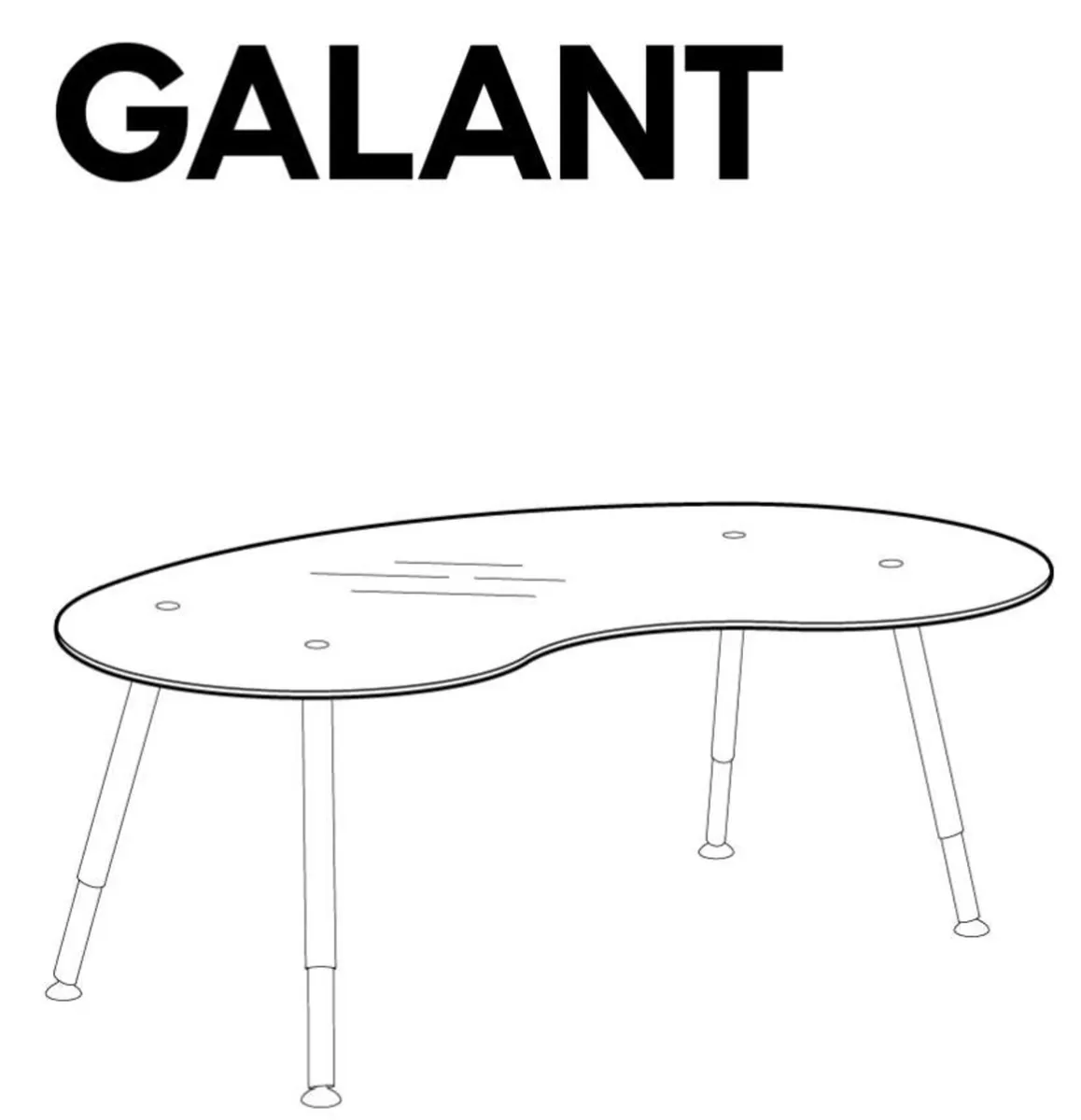 IKEA Kidney-Shaped White Glass Desk (Adjustable) - Image 3