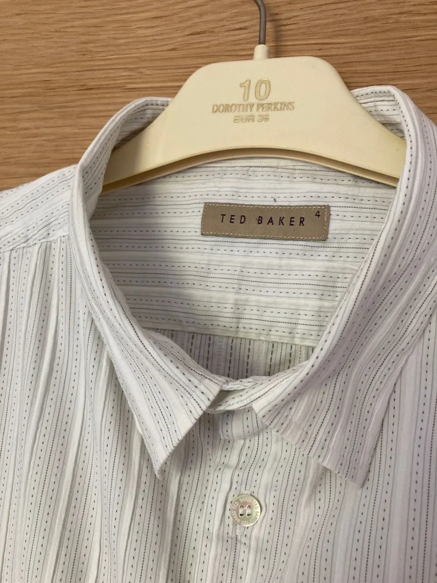 Ted Baker Men's Shirt White Grey Dots size 4 - Image 2