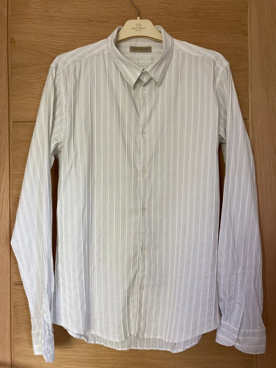 Ted Baker Men's Shirt White Grey Dots size 4 - Image 4
